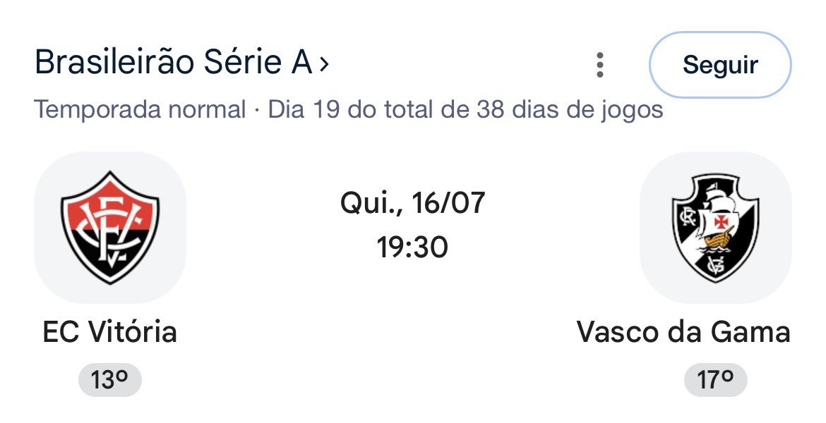 Vasco Vitória Brasileirão